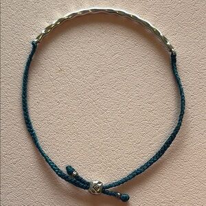 SILPADA .925 Sterling silver and turquoise cord sliding clasp bracelet